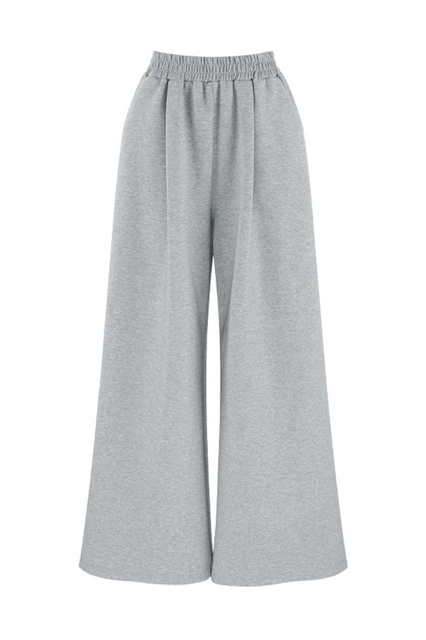 Hooded Shawl Sweatshirt and Wide-Leg Pants Set-Up