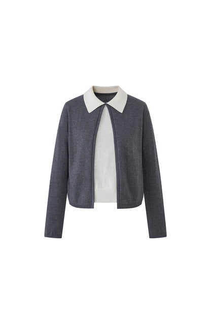 Color-Block Layered-Look Wool Knit Top