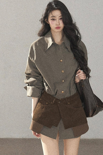 Autumnal Botanical Shirt and Skirt Set
