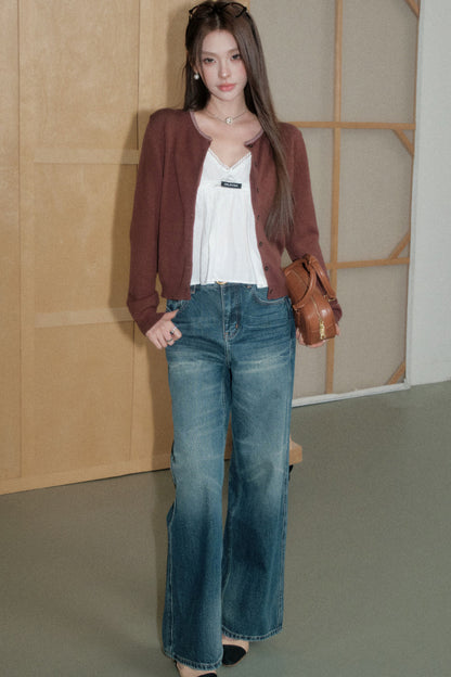 Knit Cardigan Camisole and Pants Set-Up