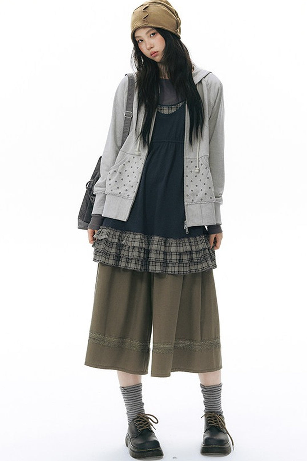 Distressed Floral Print Hooded Open Front Jacket