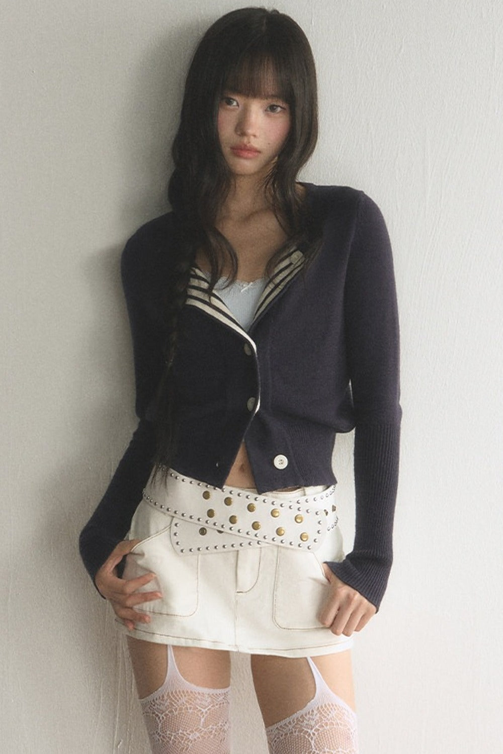 Short Retro Lapel Knitted Cardigan