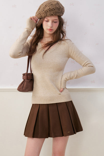 Floral Button Ribbed Cuff Cape Sweater Set