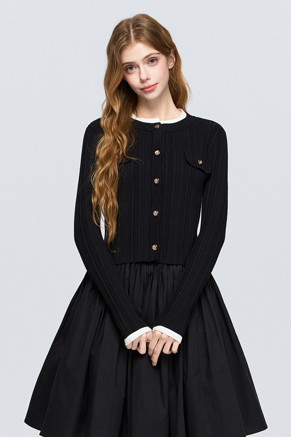 Pleated A-Line Midi Skirt