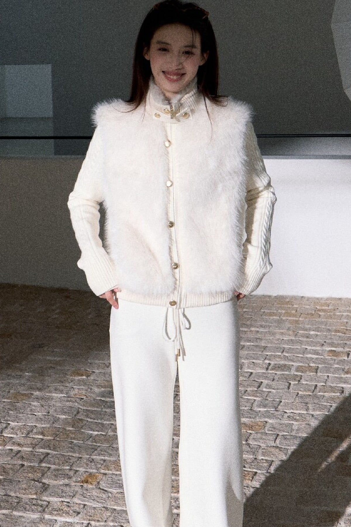Vintage Eco-Friendly Fur Cable Knit Jacket
