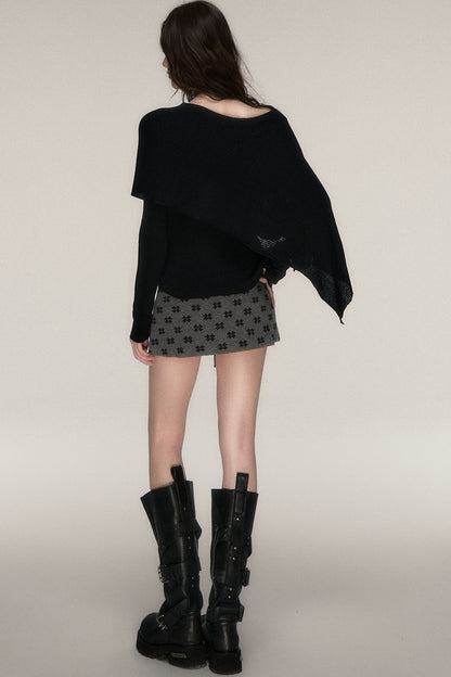 Weiches Windcape-Pullover-Strickoberteil