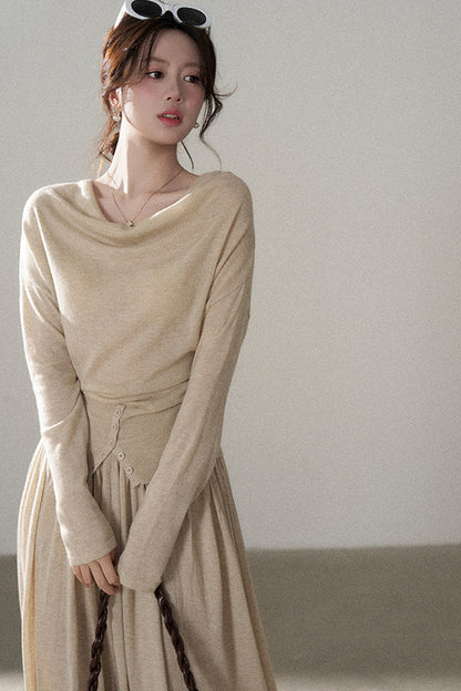 Long Sleeve Knit Top and Skirt Set
