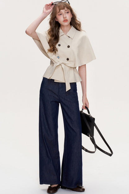 Lyocell Double-Breasted Cape Coat