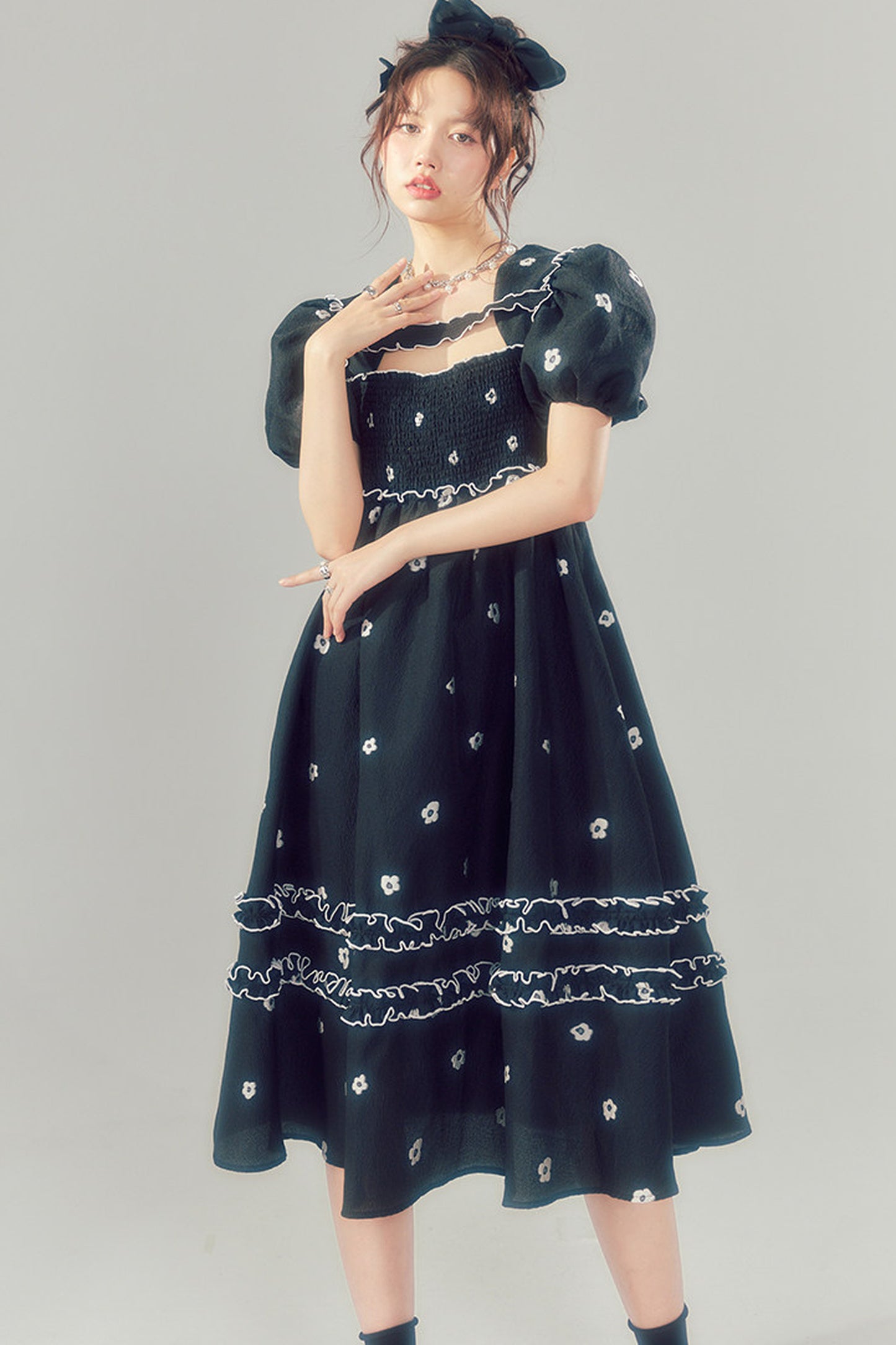 Floral Puff-Sleeve Dress