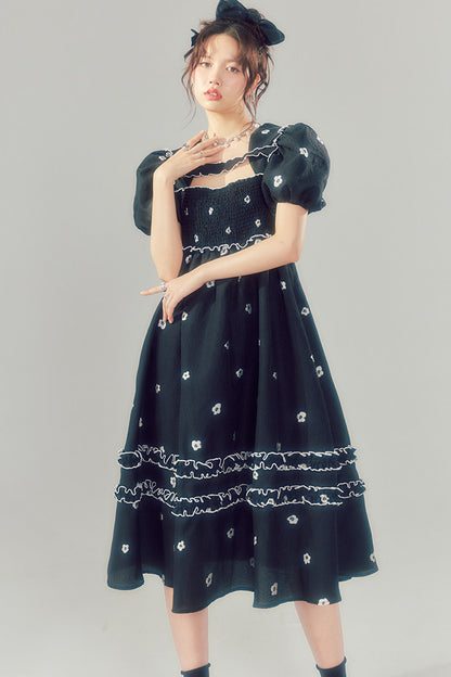 Floral Puff-Sleeve Dress