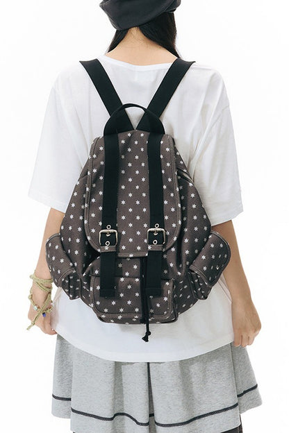 Canvas-Rucksack mit sechszackigem Stern und mehreren Taschen