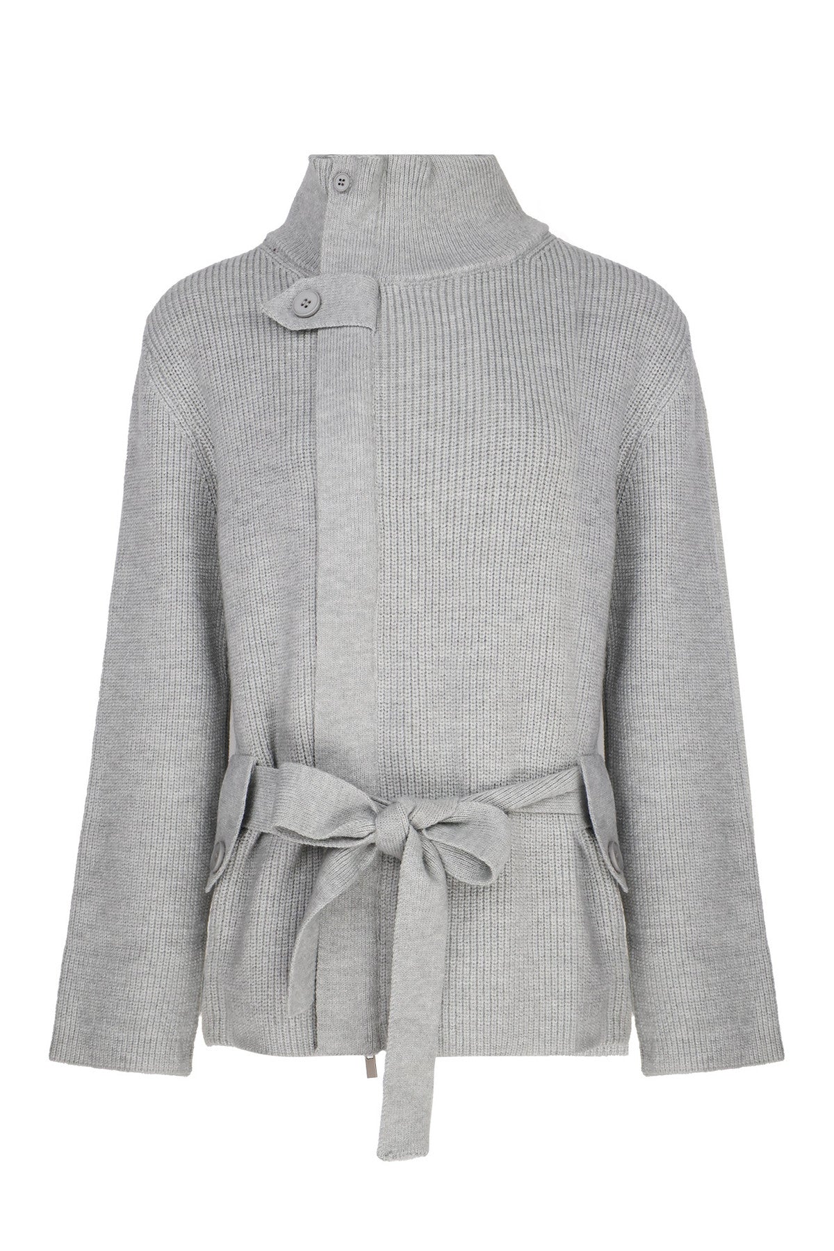 Wool Tie Cardigan and Pleated Skirt Set-Up