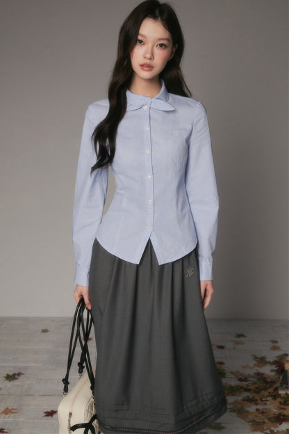Spring and Autumn Bow Tie Shirt