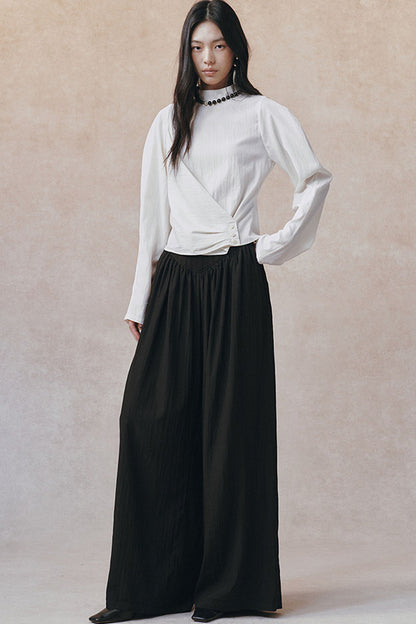 Acetate Half Stand Collar Blouse