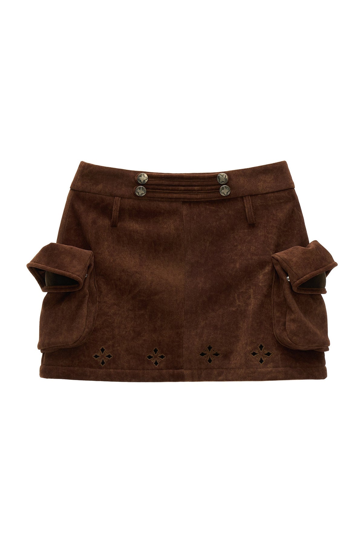 Dense Weave Velvet Flap Pocket Pantskirt