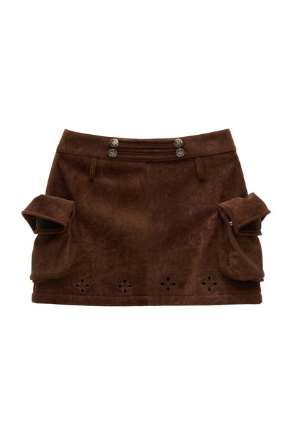Dense Weave Velvet Flap Pocket Pantskirt