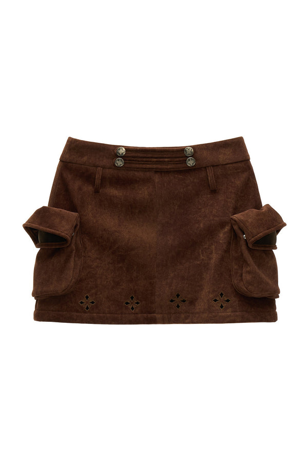 Dense Weave Velvet Flap Pocket Pantskirt