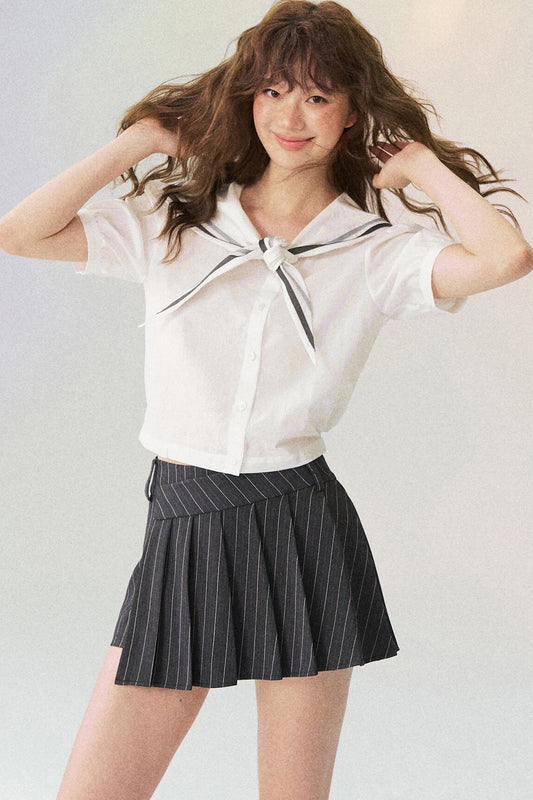 Chemise à manches courtes avec col marin