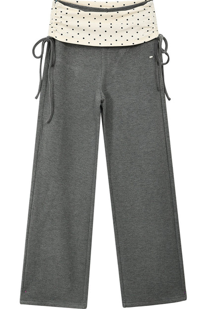Polka Dot Waist Wide-Leg Pants