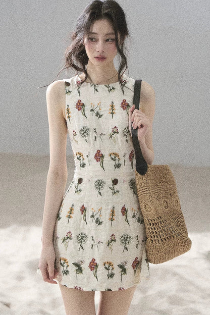 French Floral Waist Dress