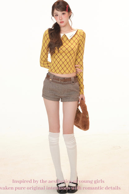Autumn New Long Sleeve T-Shirt and Shorts Two-Piece Set