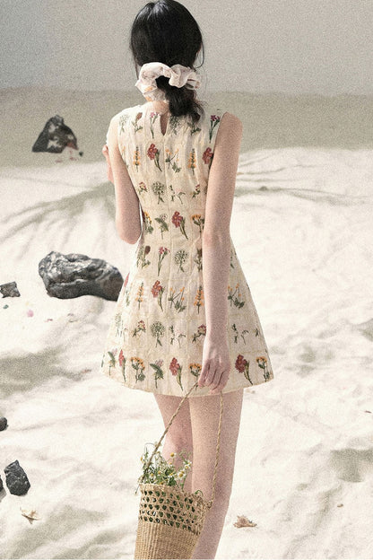 French Floral Waist Dress