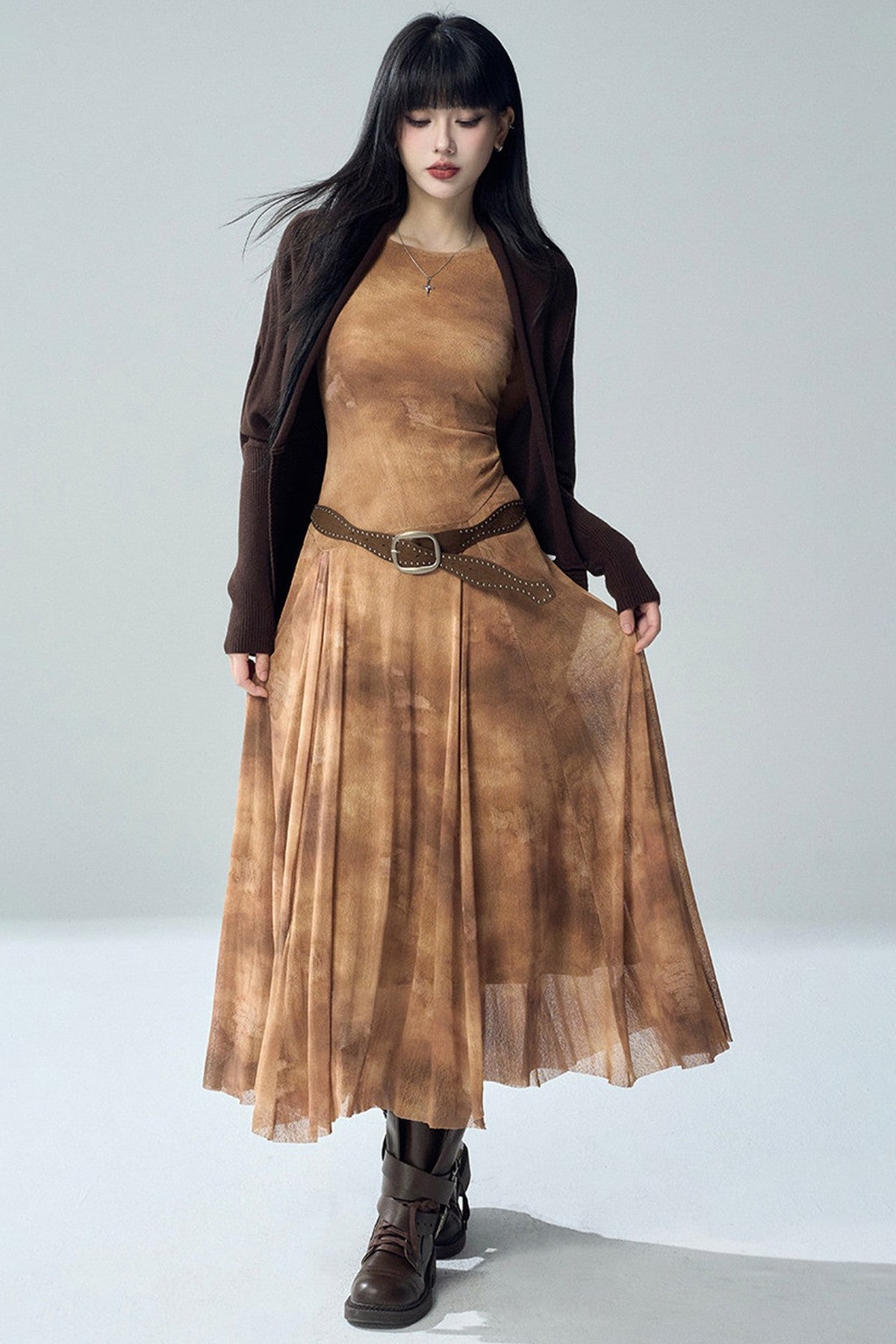 Long Sleeve Tie-Dye Dress