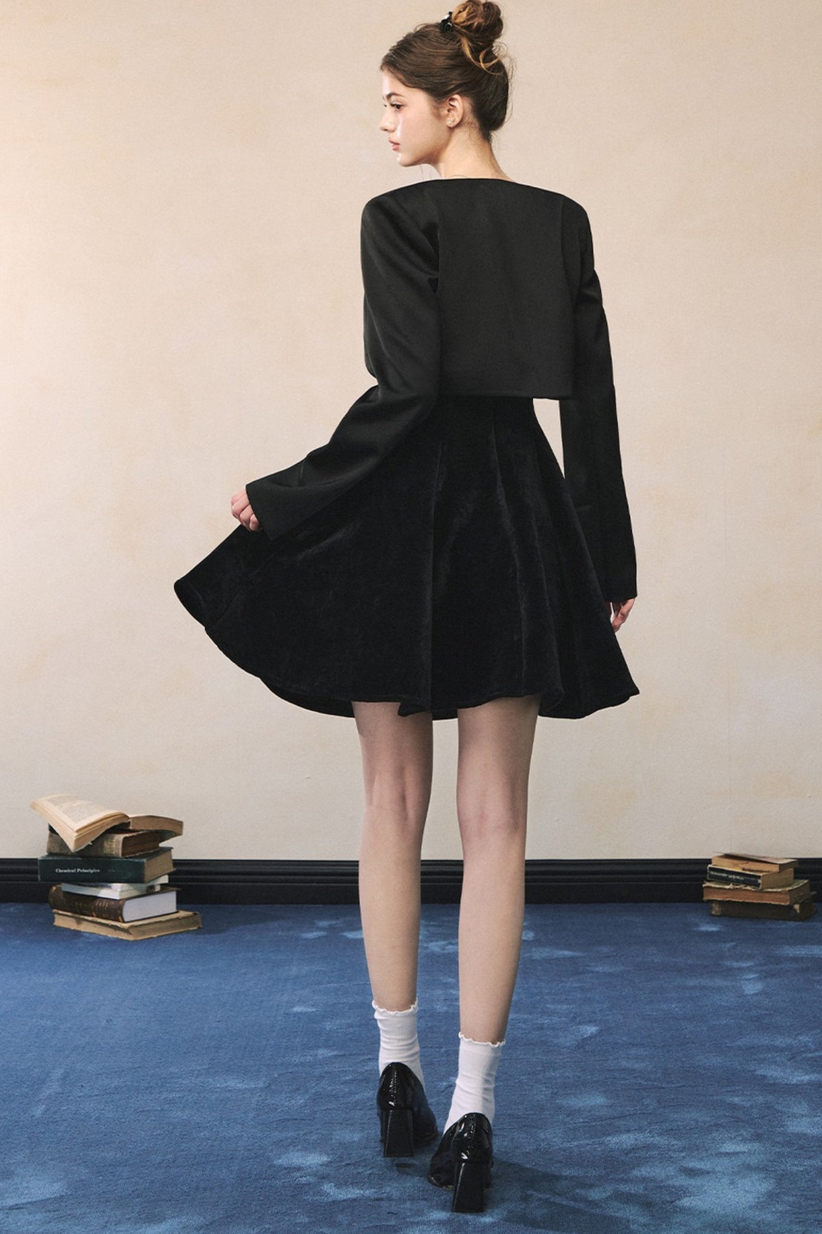 Black Suspender Dress With Jacket Set-Up