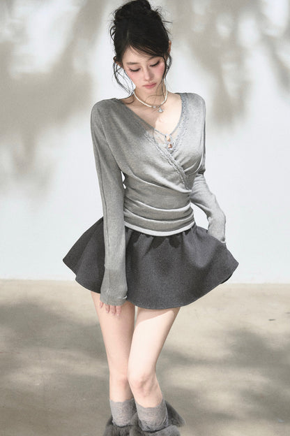 Elastic Waist A-Line Skirt