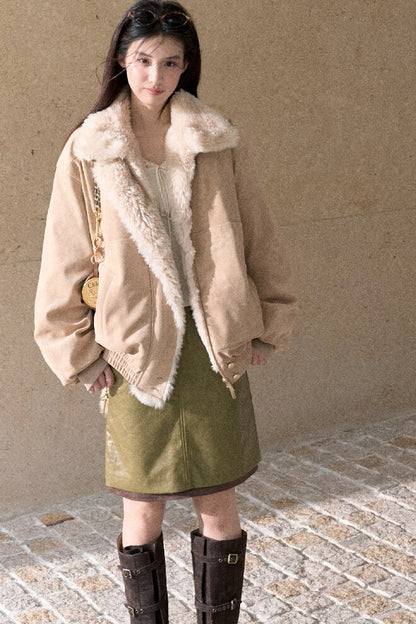 Matte Suede 95% White Duck Down Jacket