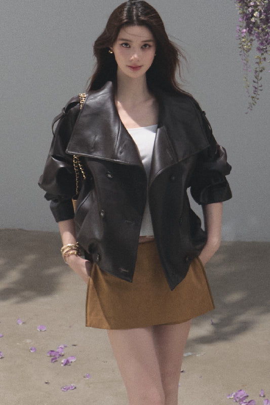 Knight-Style Oil-Waxed Leather Trench Jacket