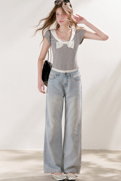 High-Waisted Lyocell Cotton Wide-Leg Jeans
