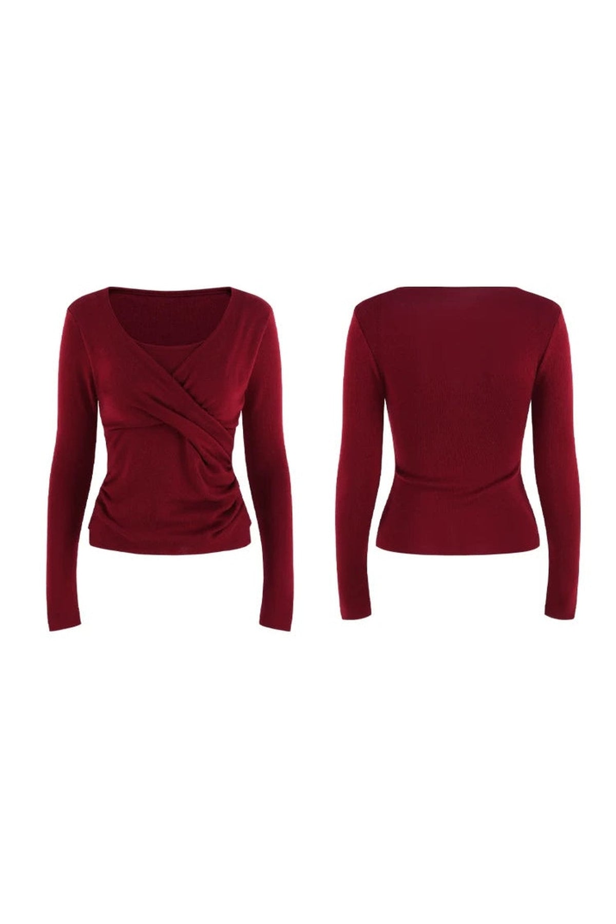 Round Neck Waist-Cinching Knit Top