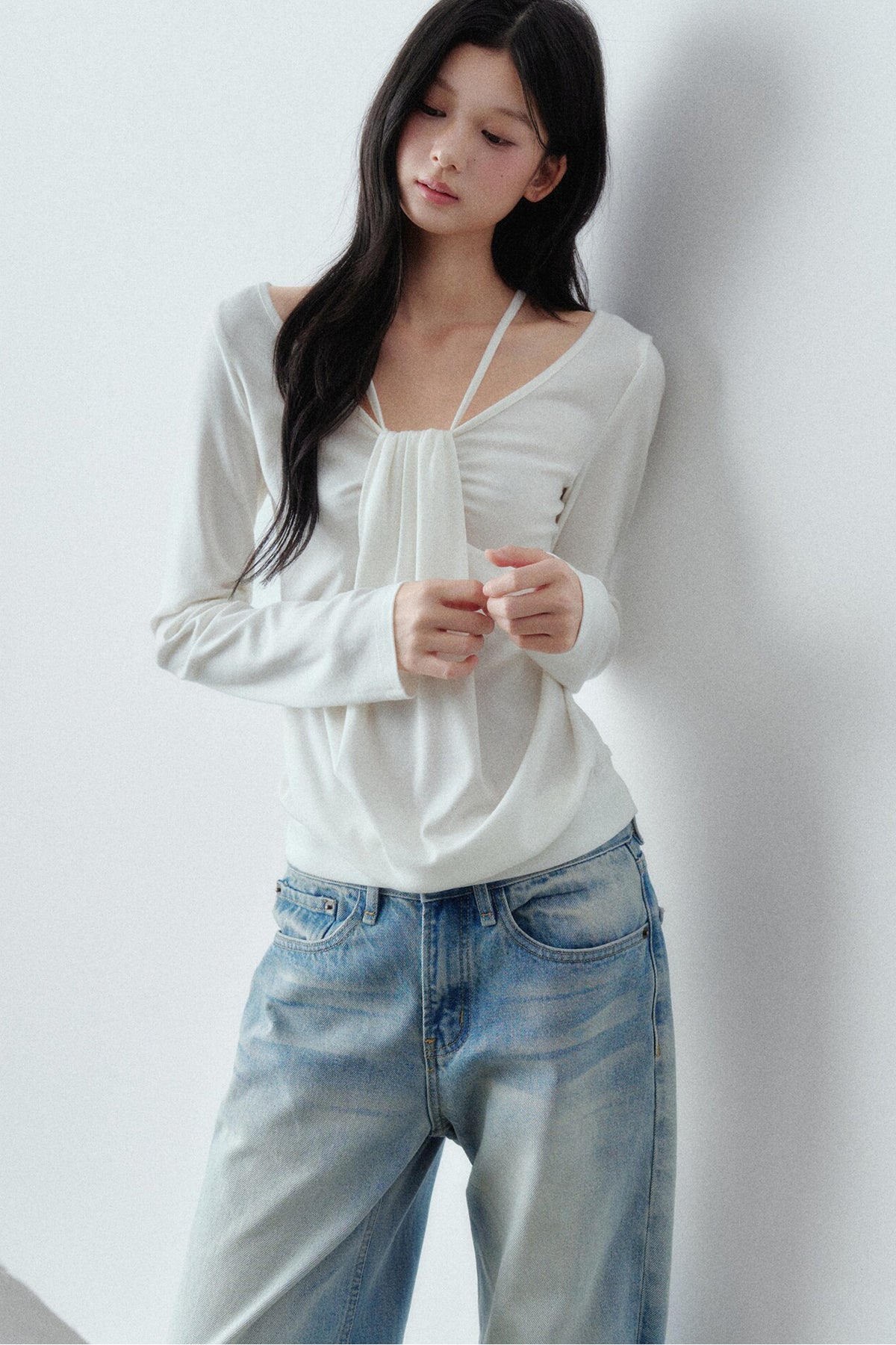 Lyocell Wool Large Round Neck T-shirt