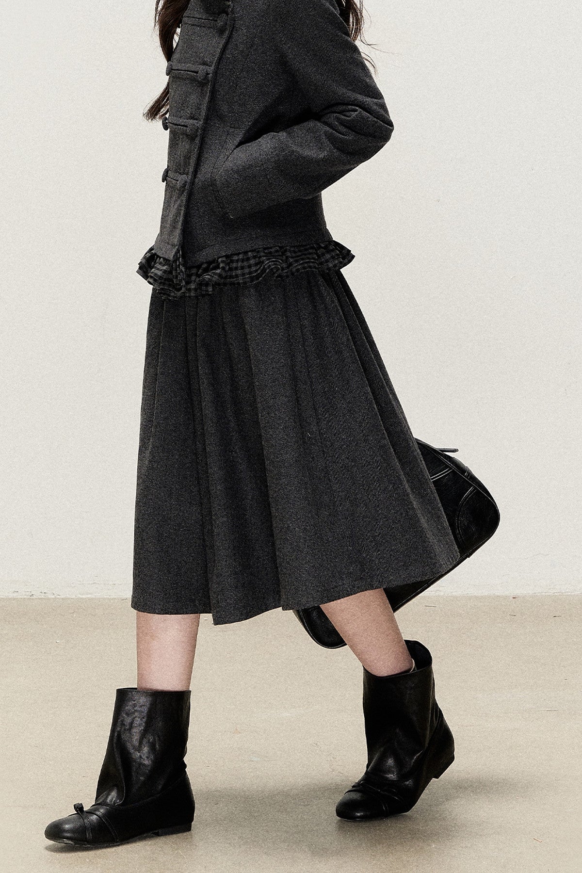 Preppy Double-Breasted Jacket and Skirt Set-Up