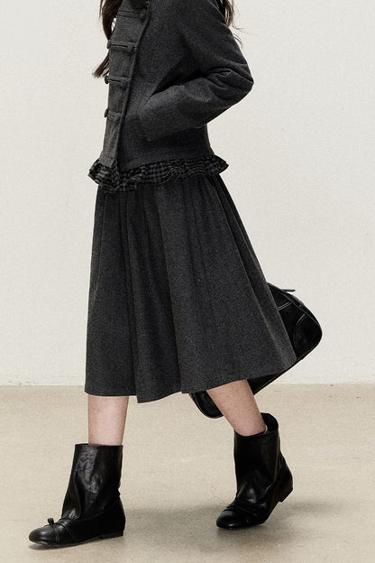 Preppy Double-Breasted Jacket and Skirt Set-Up