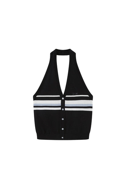 Gilet halter lavorato a maglia a righe