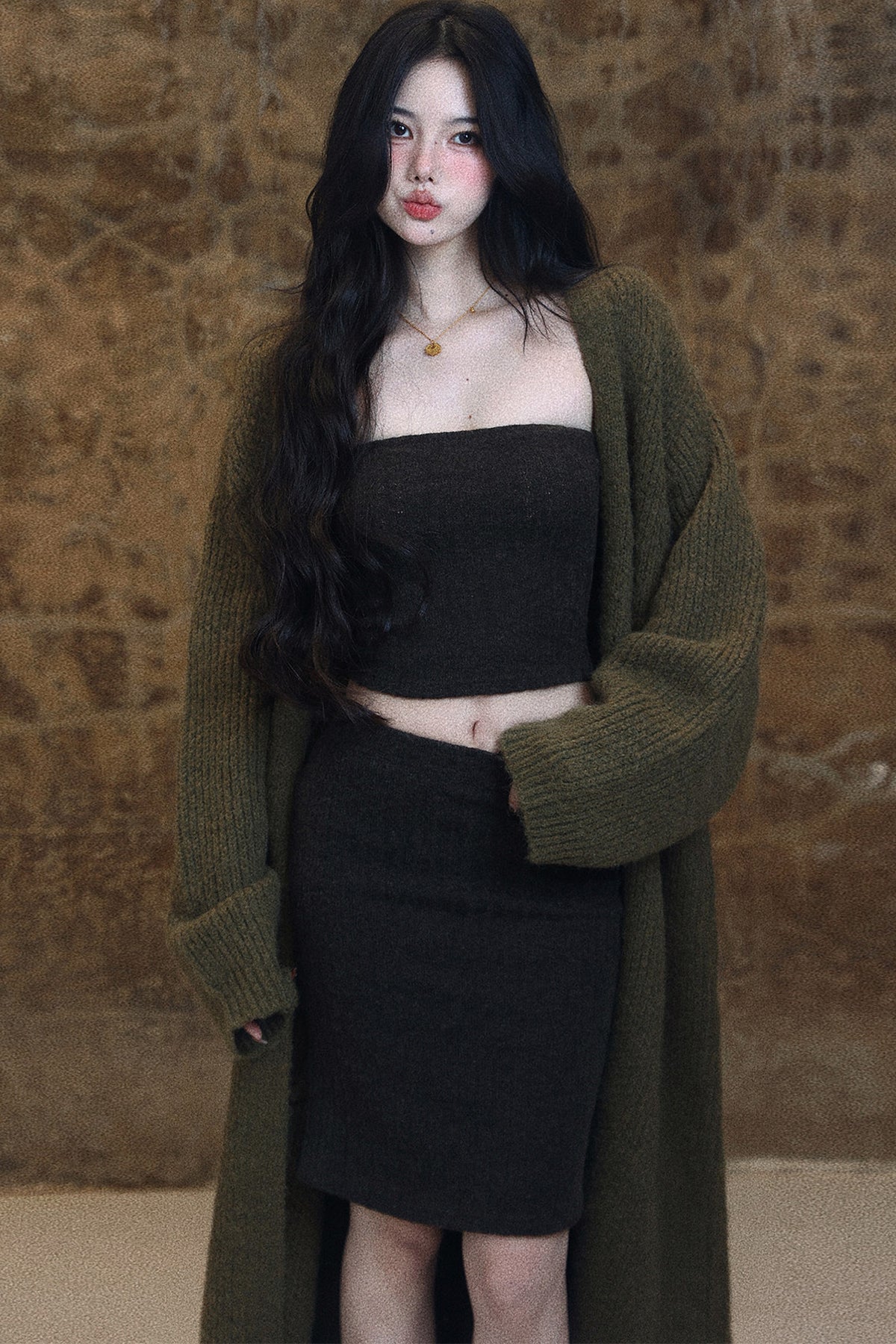 Waist-Cinched Short Textured Tube Top Set-Up