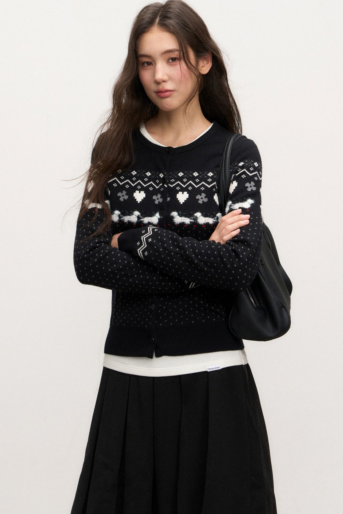 Fair Isle Cardigan Skirt Set