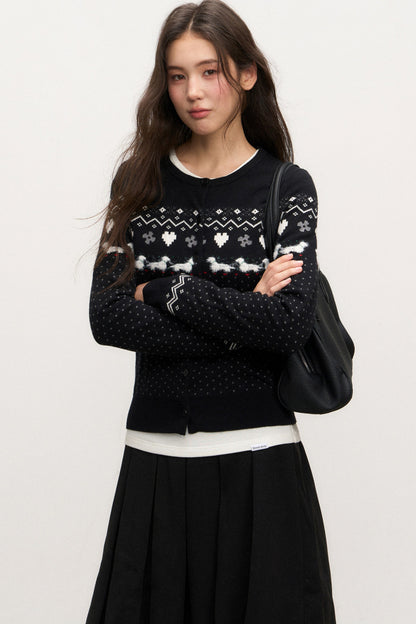 Fair Isle Cardigan Skirt Set
