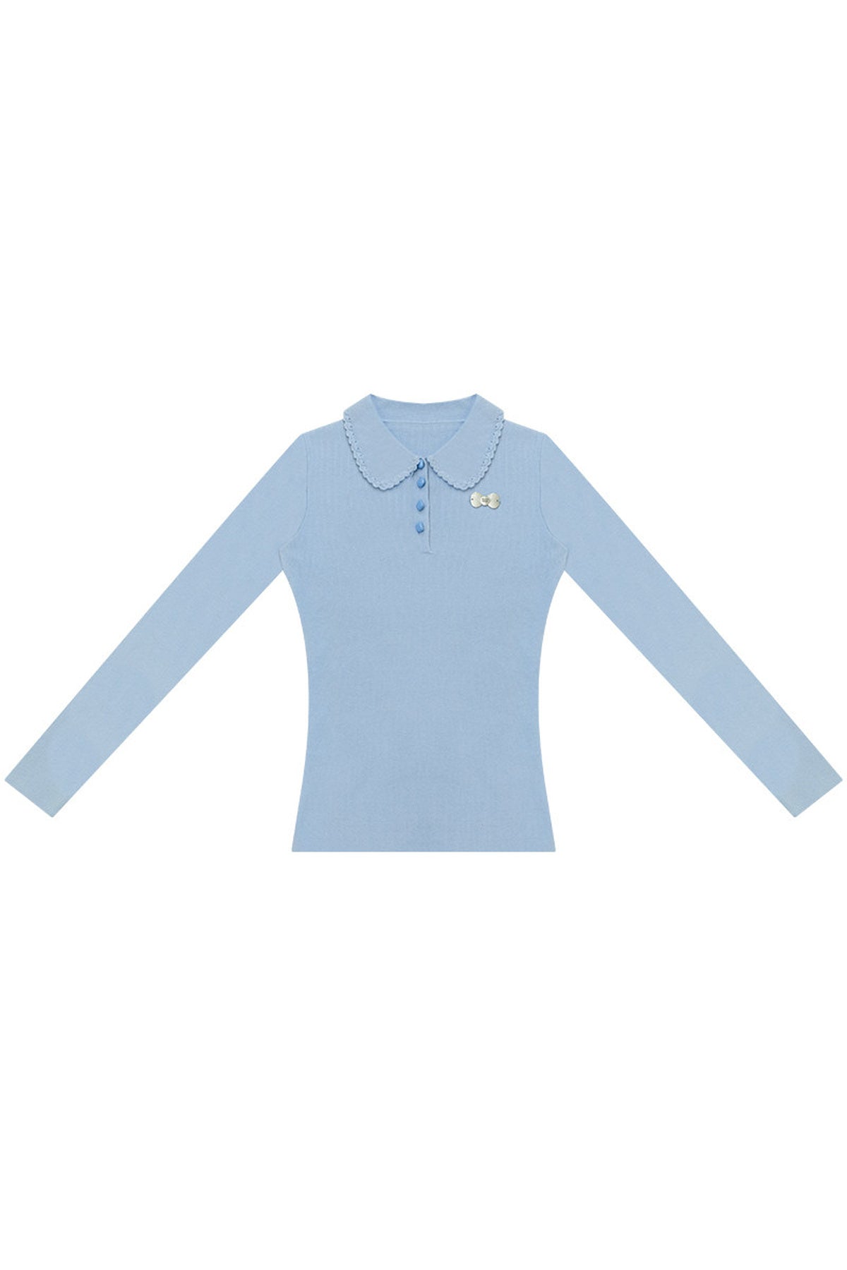 Milk Blue Polo Collar Knit Top