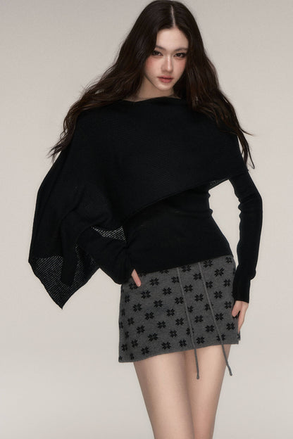 Weiches Windcape-Pullover-Strickoberteil