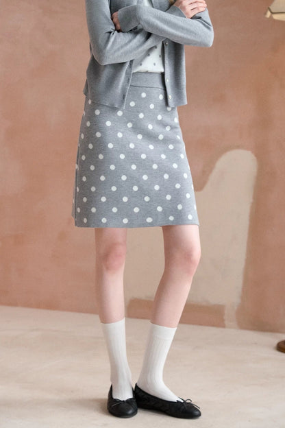 Retro Polka Dot Faux Two-Piece Knit Sweater Set-Up