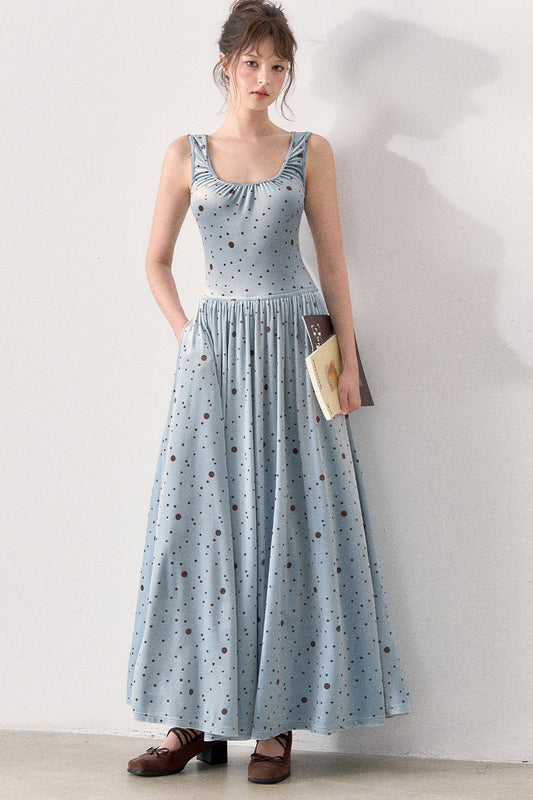 Slim Fit Polka Dot Dress and Knit Cardigan