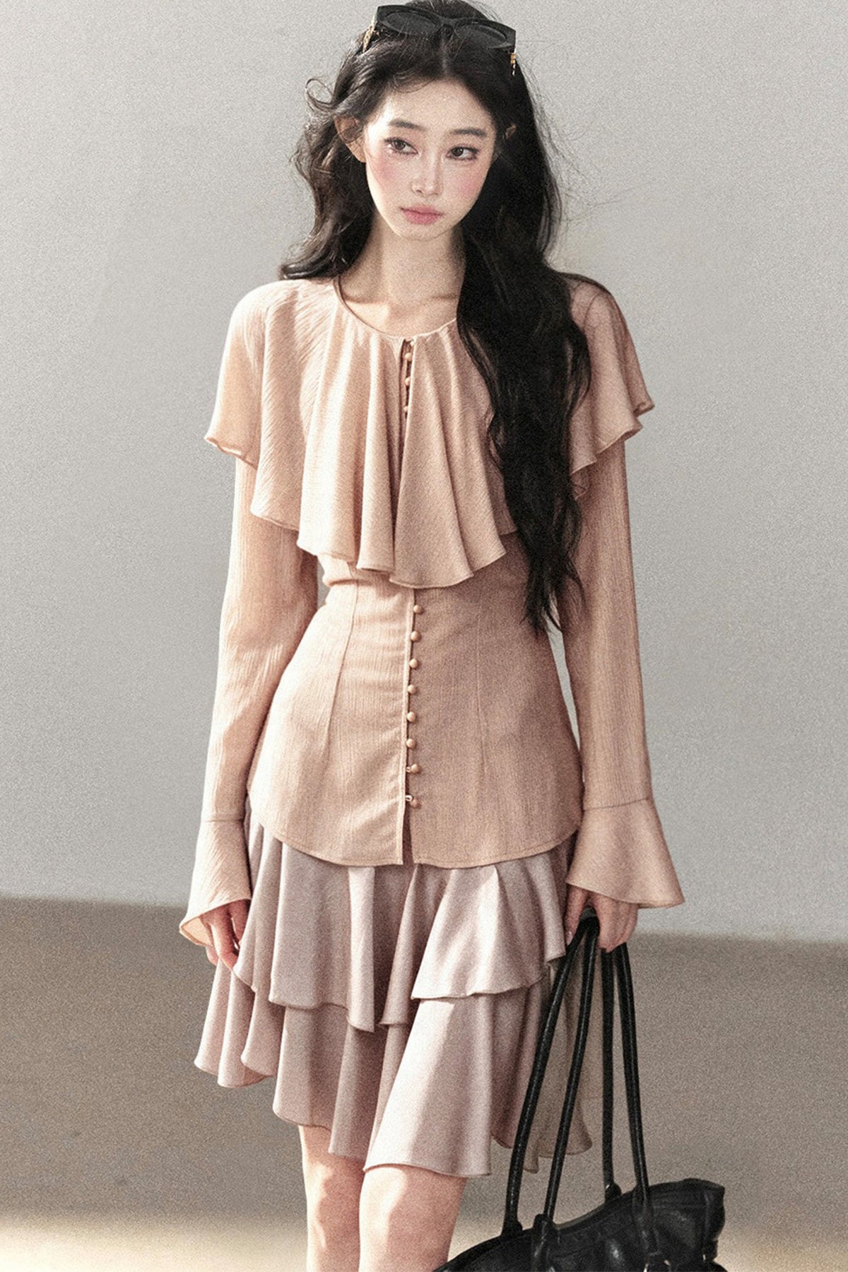 Ruffled Sheer Chiffon Top