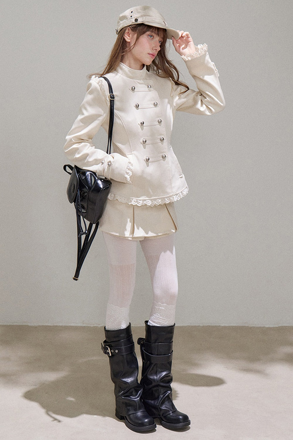 Double-Breasted Stand Collar Jacket