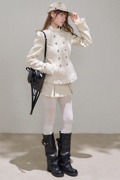 Double-Breasted Stand Collar Jacket