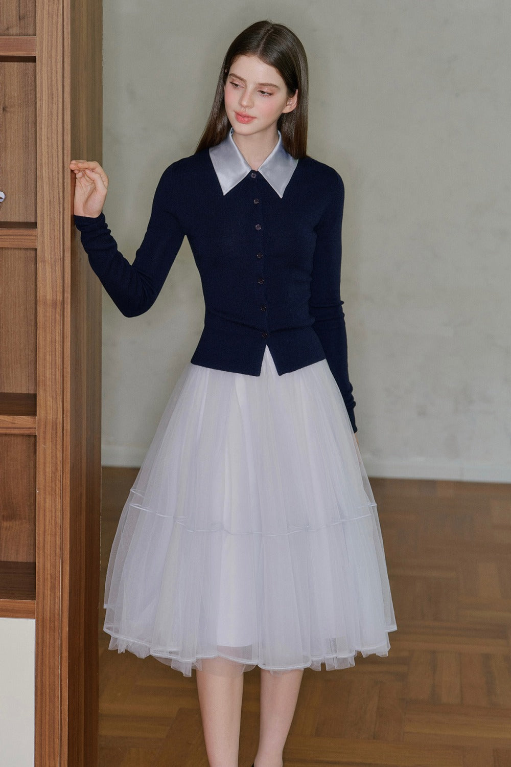 Spliced Acetate Collar Cardigan