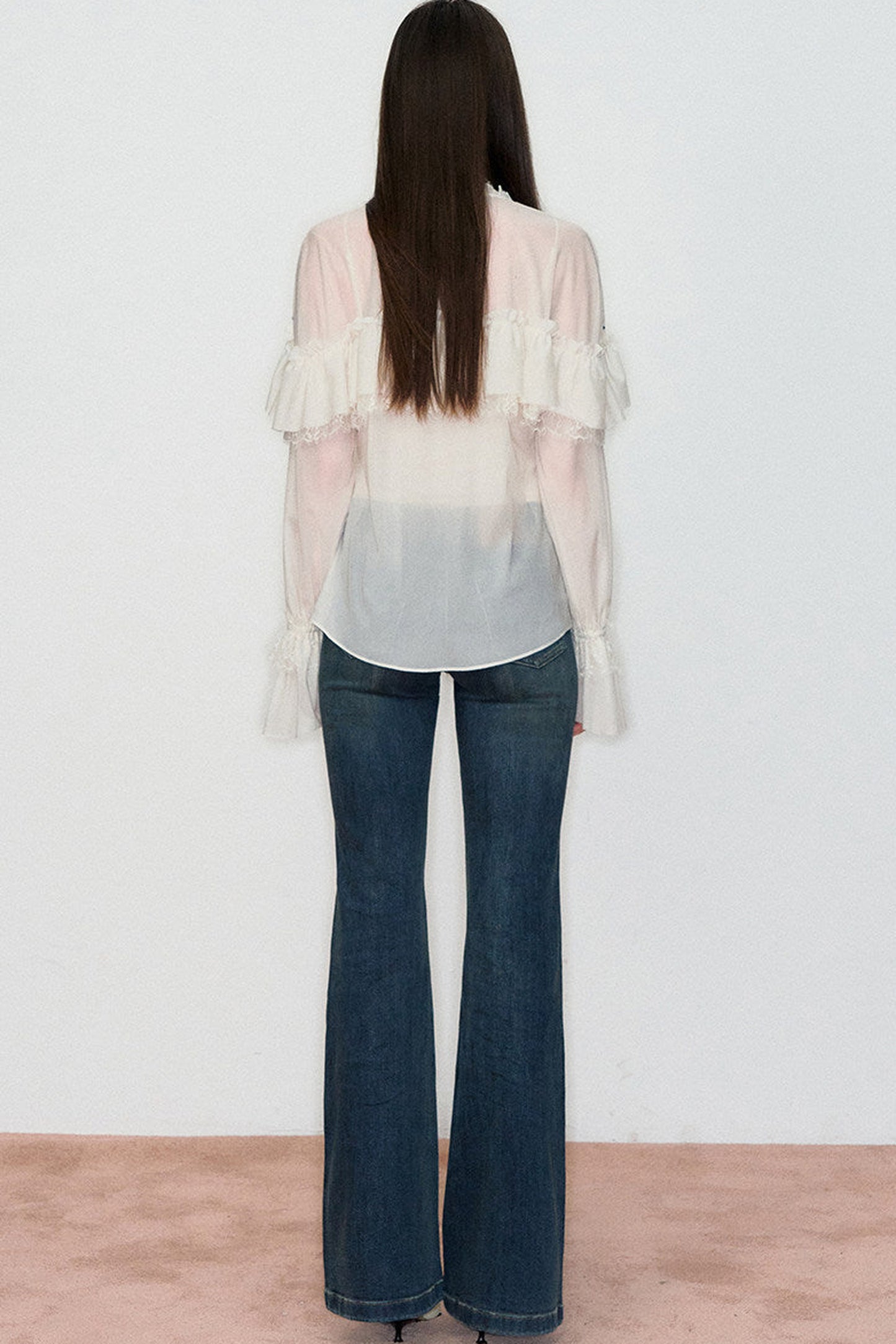 Rhinestone Lace V-Neck Blouse
