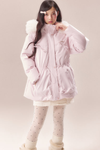 Mid-Length Fur Collar Goose Down Jacket